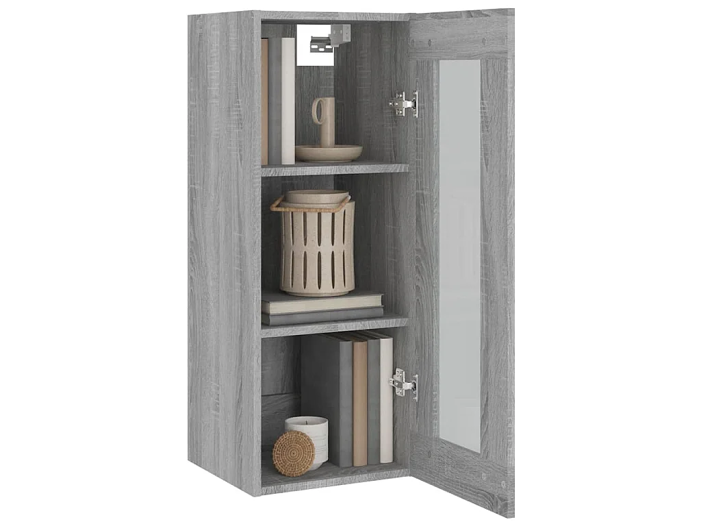 Armadietto Pensile a Parete Grigio Sonoma 34,5x34x90 cm