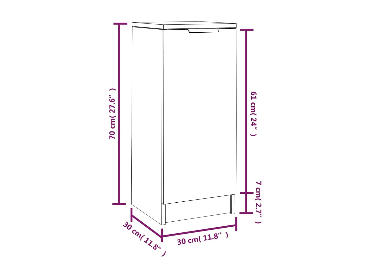 Dressoir 30x30x70 cm bewerkt hout grijs sonoma eikenkleurig
