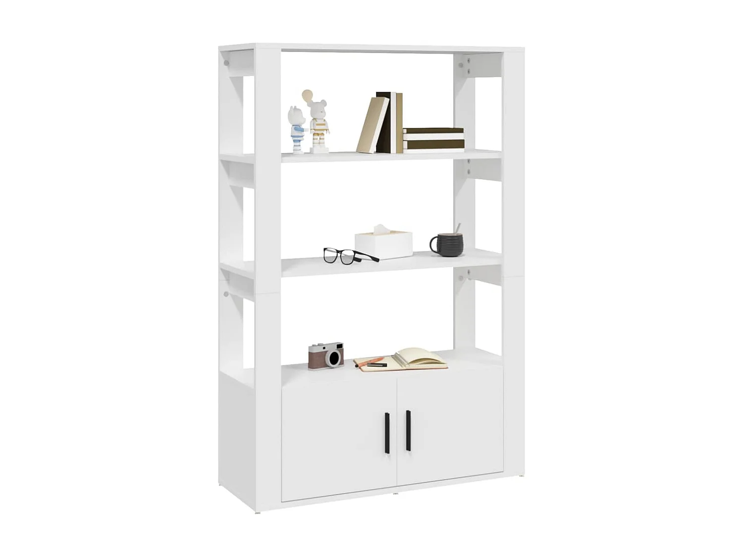 Aparador de madera contrachapada blanco 80x30x119,5 cm