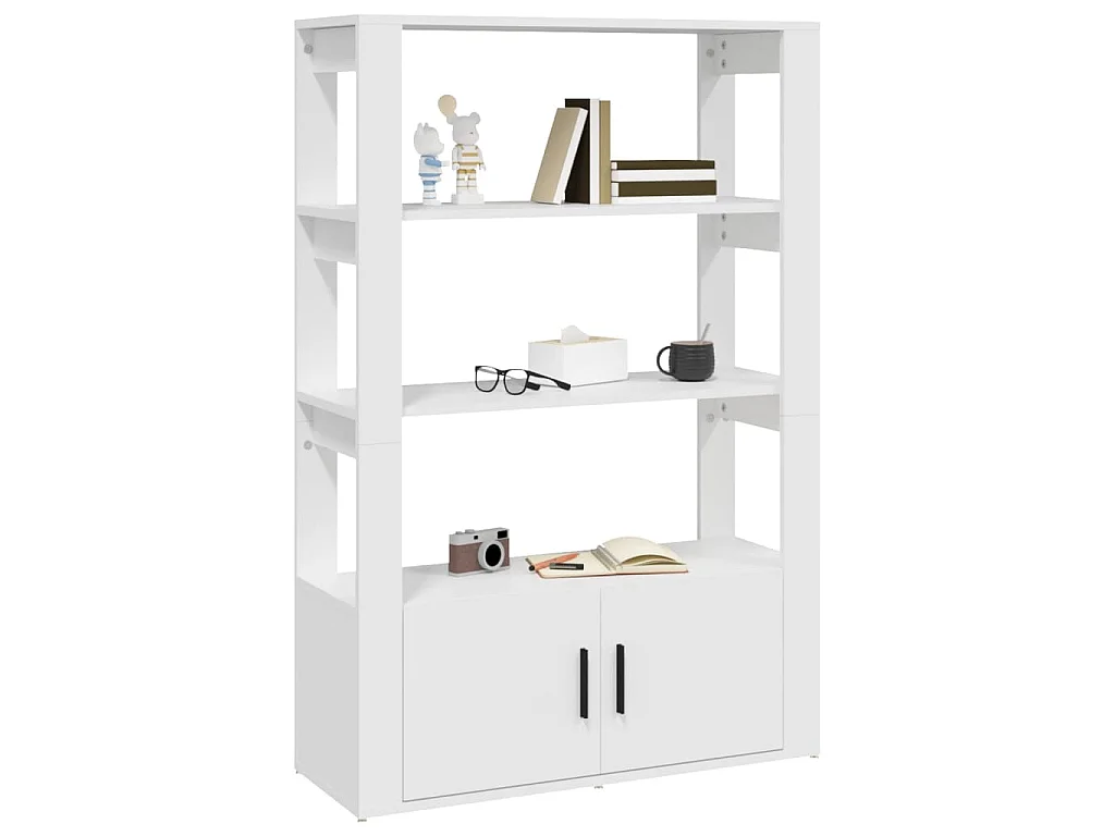 Credenza Bianca 80x30x119,5 cm in Legno Multistrato