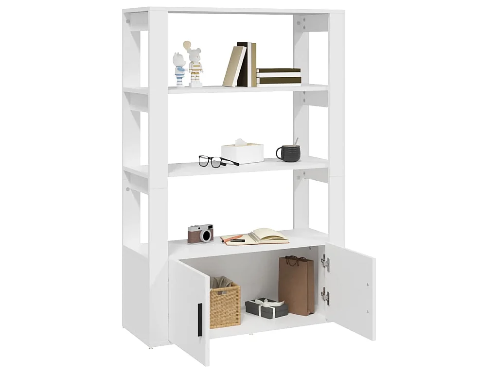 Credenza Bianca 80x30x119,5 cm in Legno Multistrato