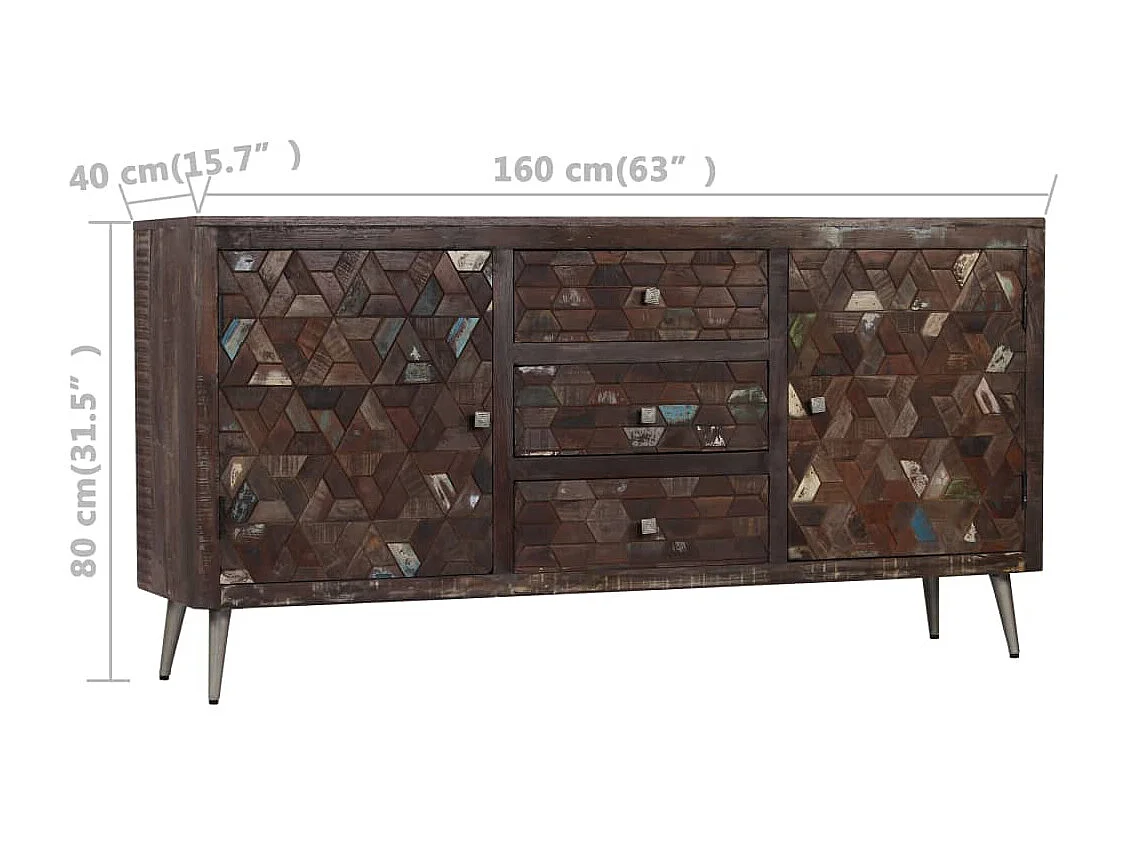 Buffet Bois de récupération solide 160x40x80 cm