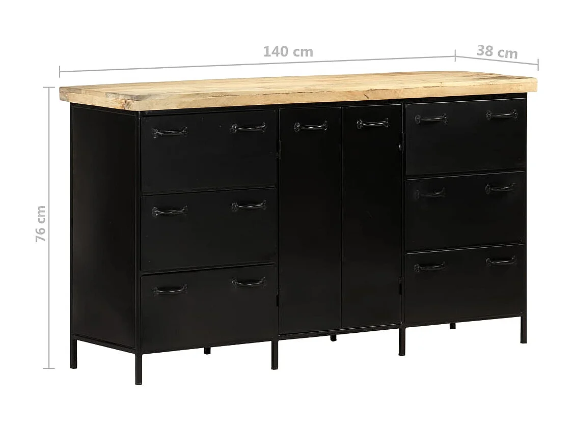 Credenza 140x38x76 cm in Legno di Mango Grezzo