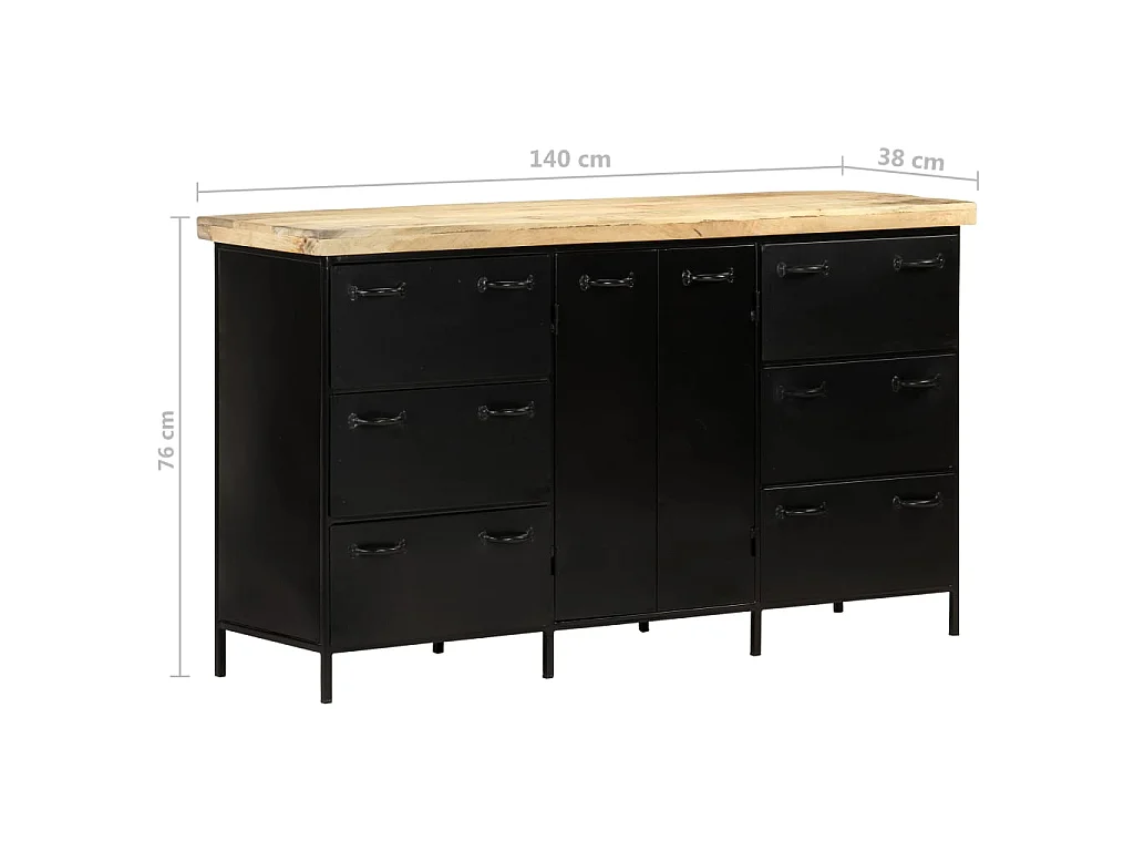 Dressoir 140x38x76 cm ruw mangohout