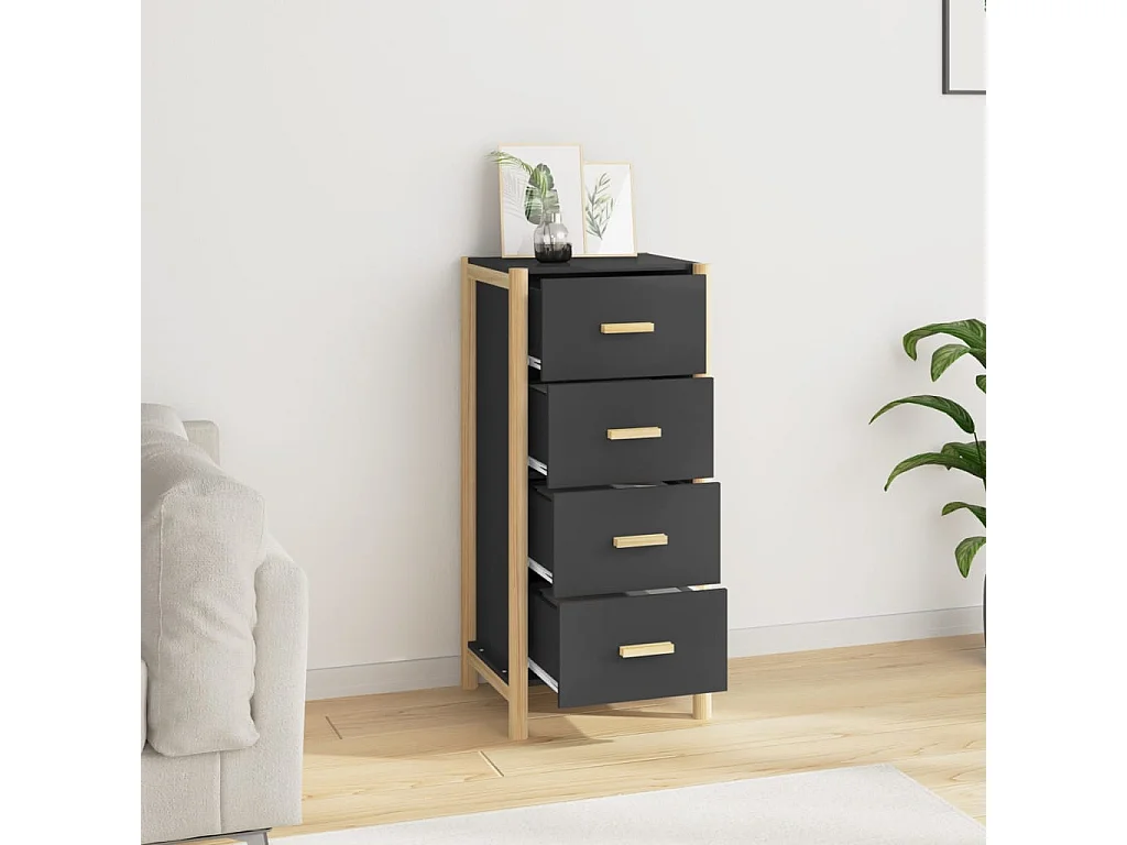 Buffet haut Noir 42x38x90 cm Bois d'ingénierie