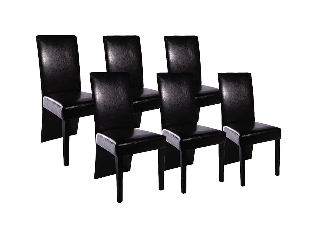 Chaises à manger lot de 6 noir similicuir