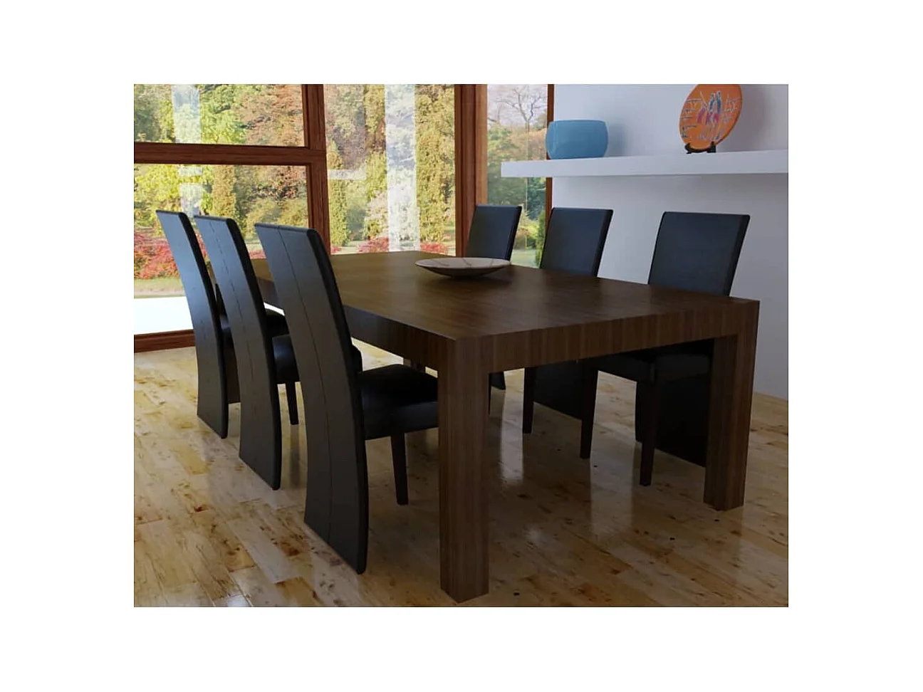 Chaises à manger lot de 6 noir similicuir