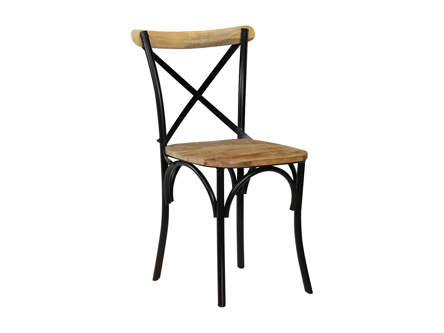 Kreuzstühle 2 Stk. Schwarz Massivholz Mango