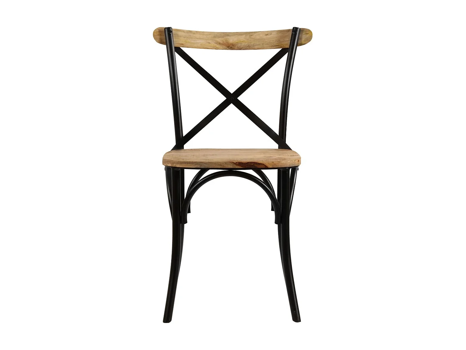 Cadeiras costas cruz 2 pcs mangueira maciça preto