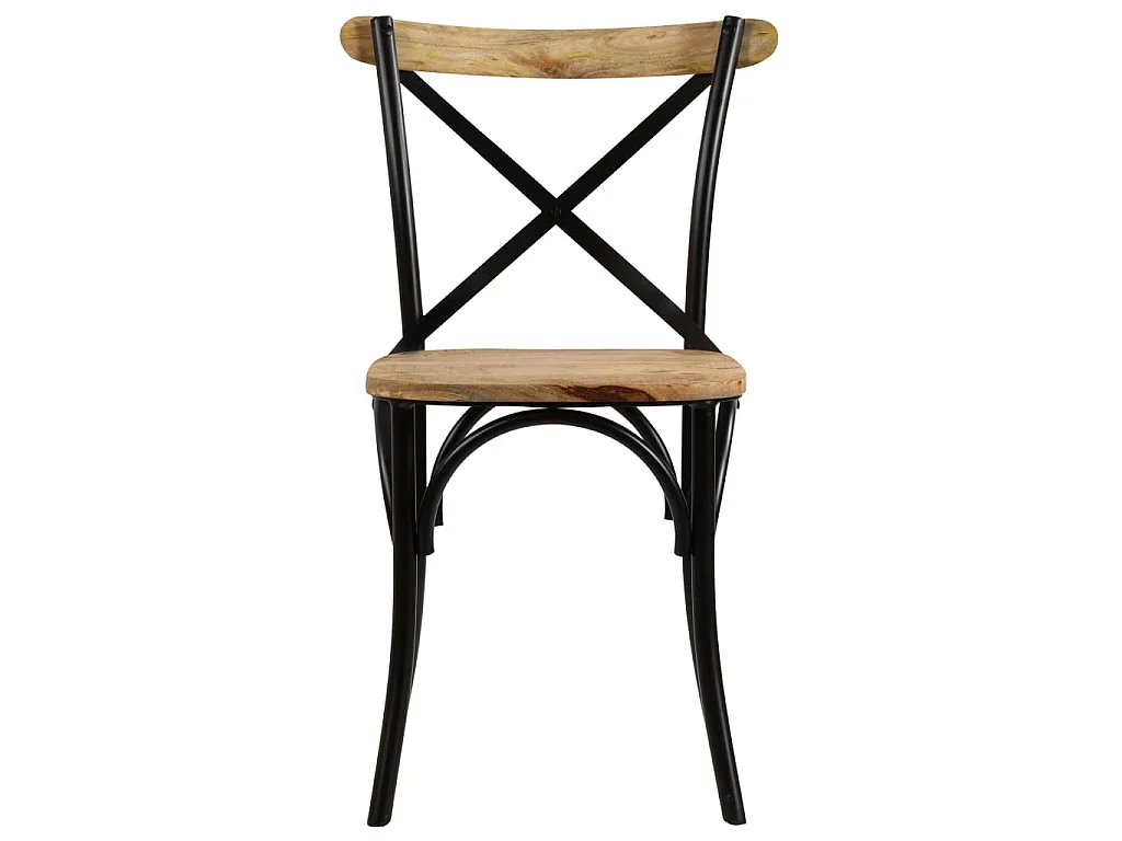 Chaises à dossier croisé lot de 2 noir bois de manguier solide