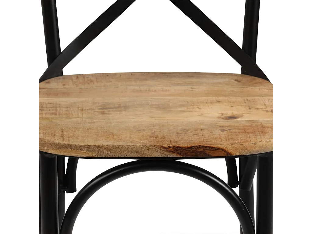 Chaises à dossier croisé lot de 2 noir bois de manguier solide