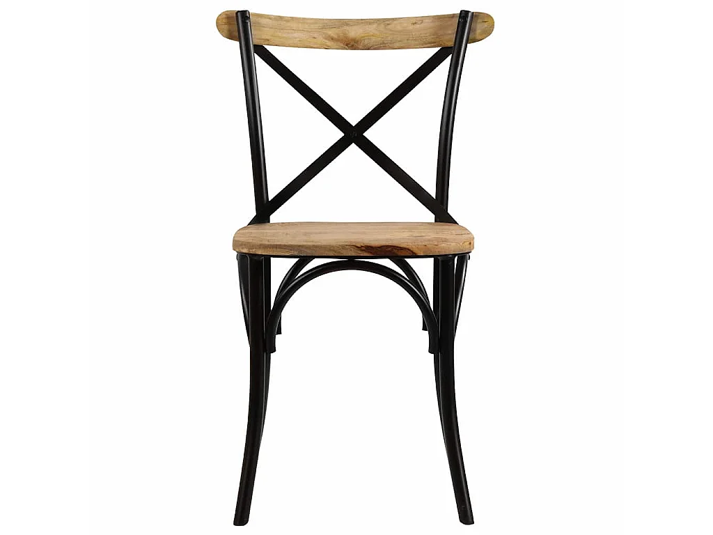 Chaises à dossier croisé lot de 2 noir bois de manguier solide