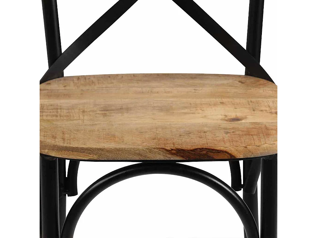 Chaises à dossier croisé lot de 2 noir bois de manguier solide