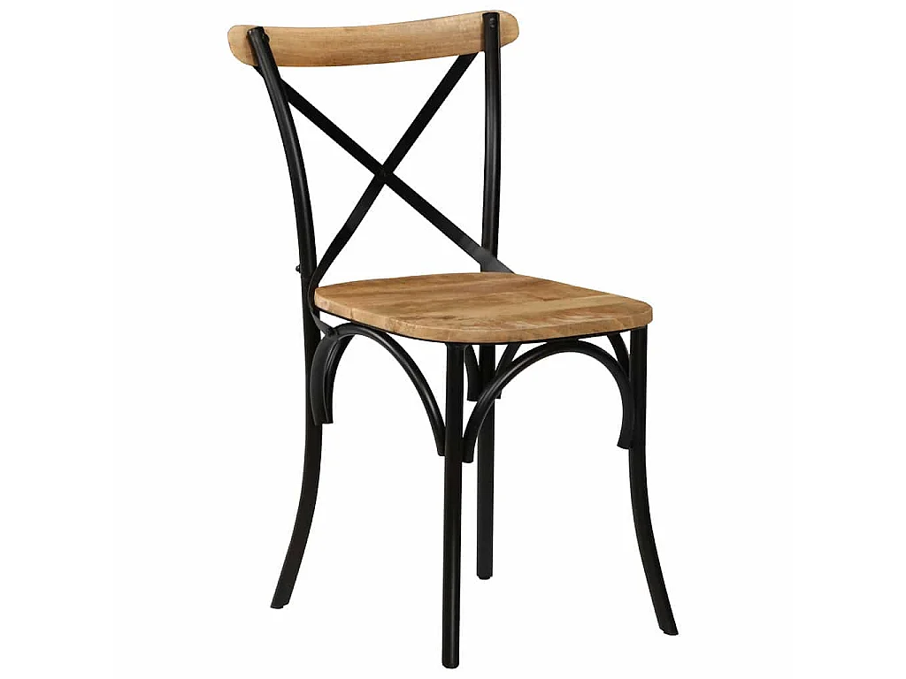Chaises à dossier croisé lot de 2 noir bois de manguier solide