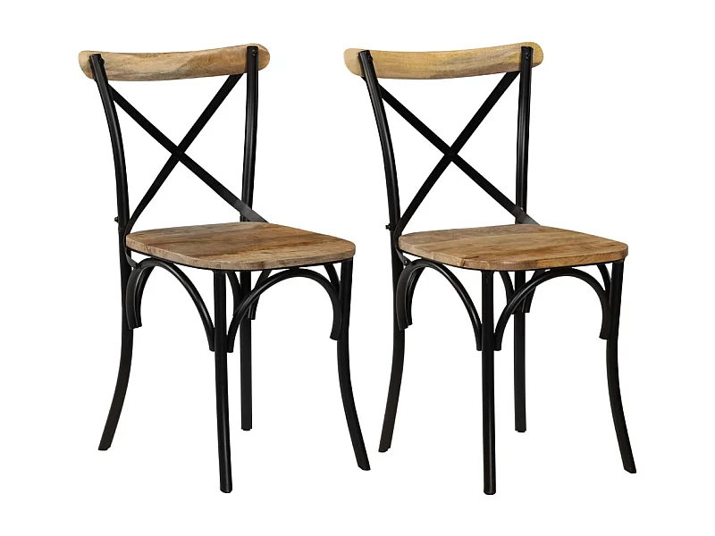 Cadeiras costas cruz 2 pcs mangueira maciça preto