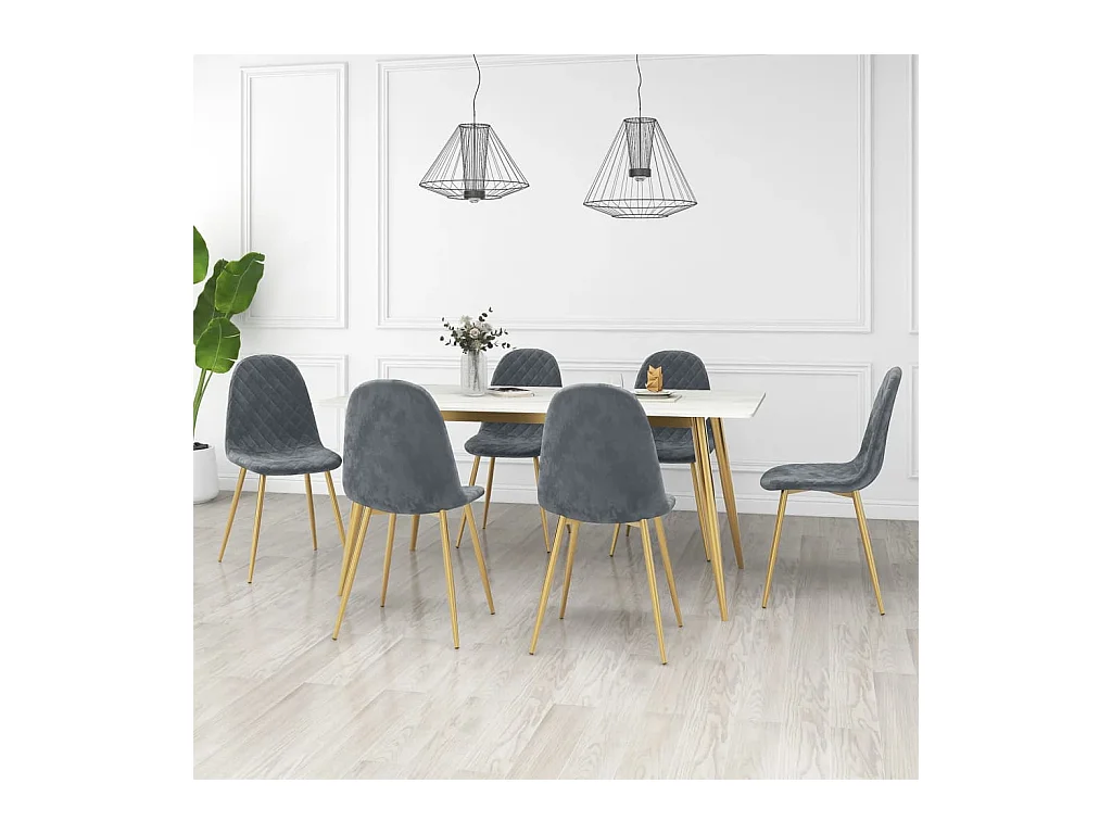Chaises à manger lot de 6 vert foncé velours