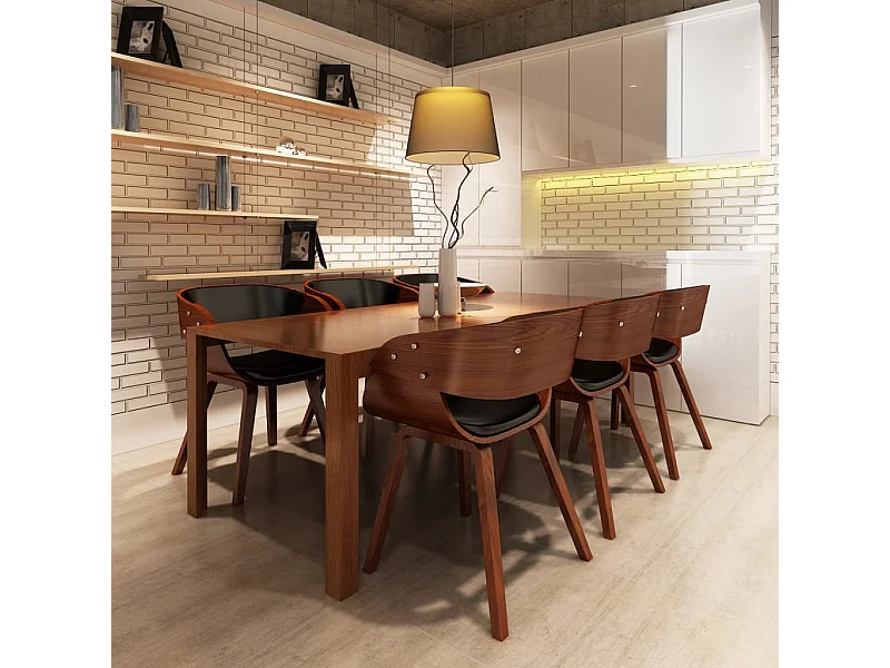 Eetkamerstoelen 6 st kunstleer bruin