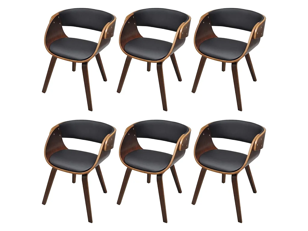Cadeiras de jantar 6 pcs couro artificial castanho