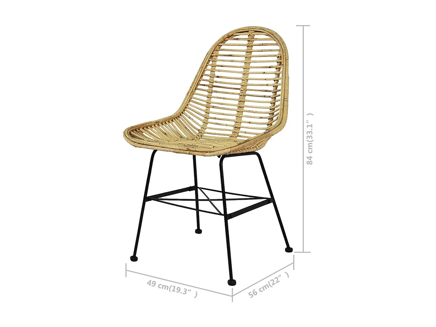 Sedie da Pranzo 4 pz in Rattan Naturale