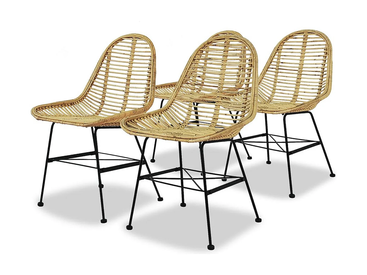 Chaises à manger lot de 4 rotin naturel