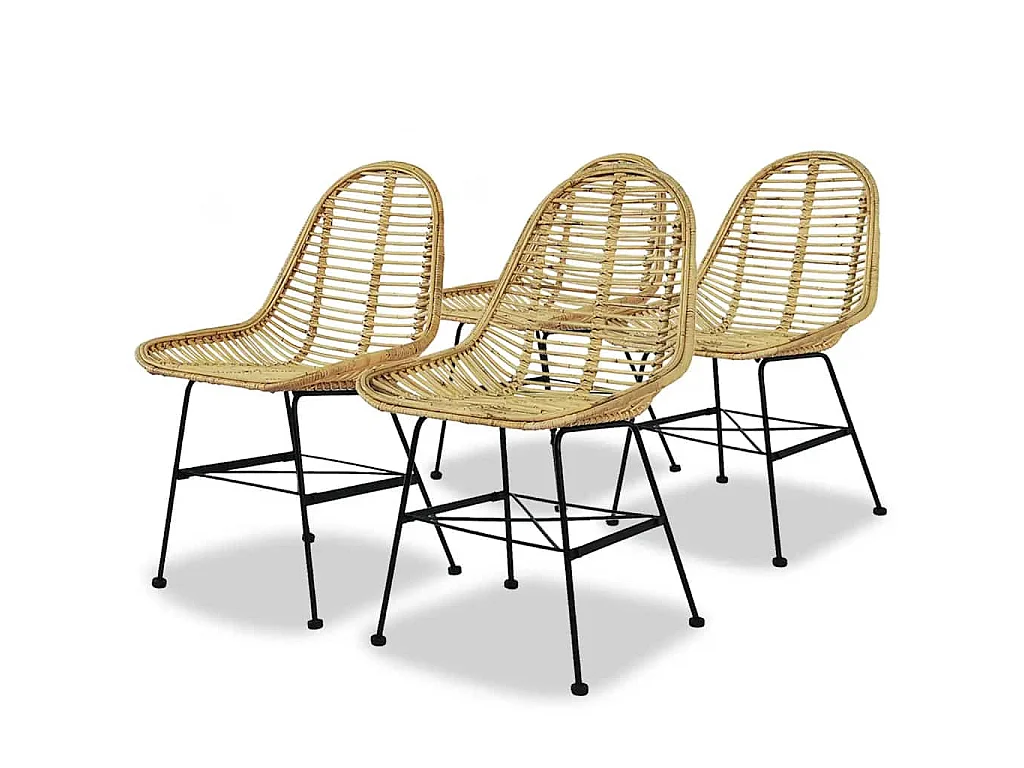 Chaises à manger lot de 4 rotin naturel