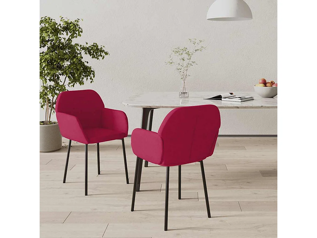 Sedie da Pranzo 2 pz Rosso Vino in Velluto