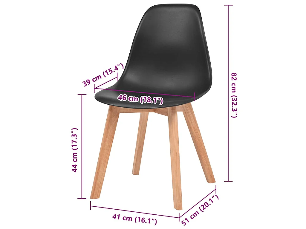 Sedie da Pranzo 2 pz Nere in Plastica