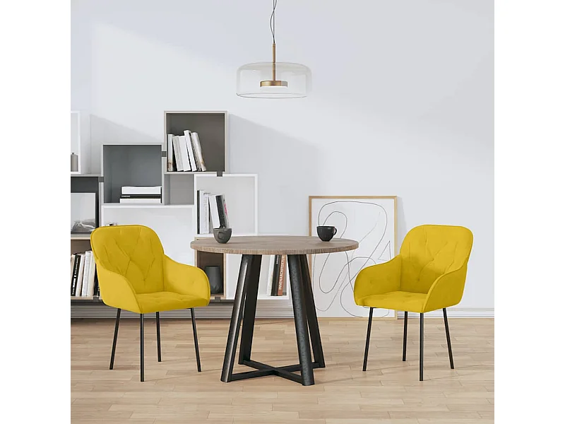Sedie da Pranzo 2 pz Gialle in Velluto