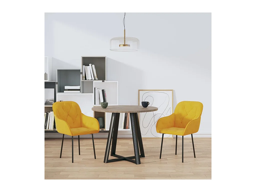 Chaises à manger lot de 2 Jaune Velours
