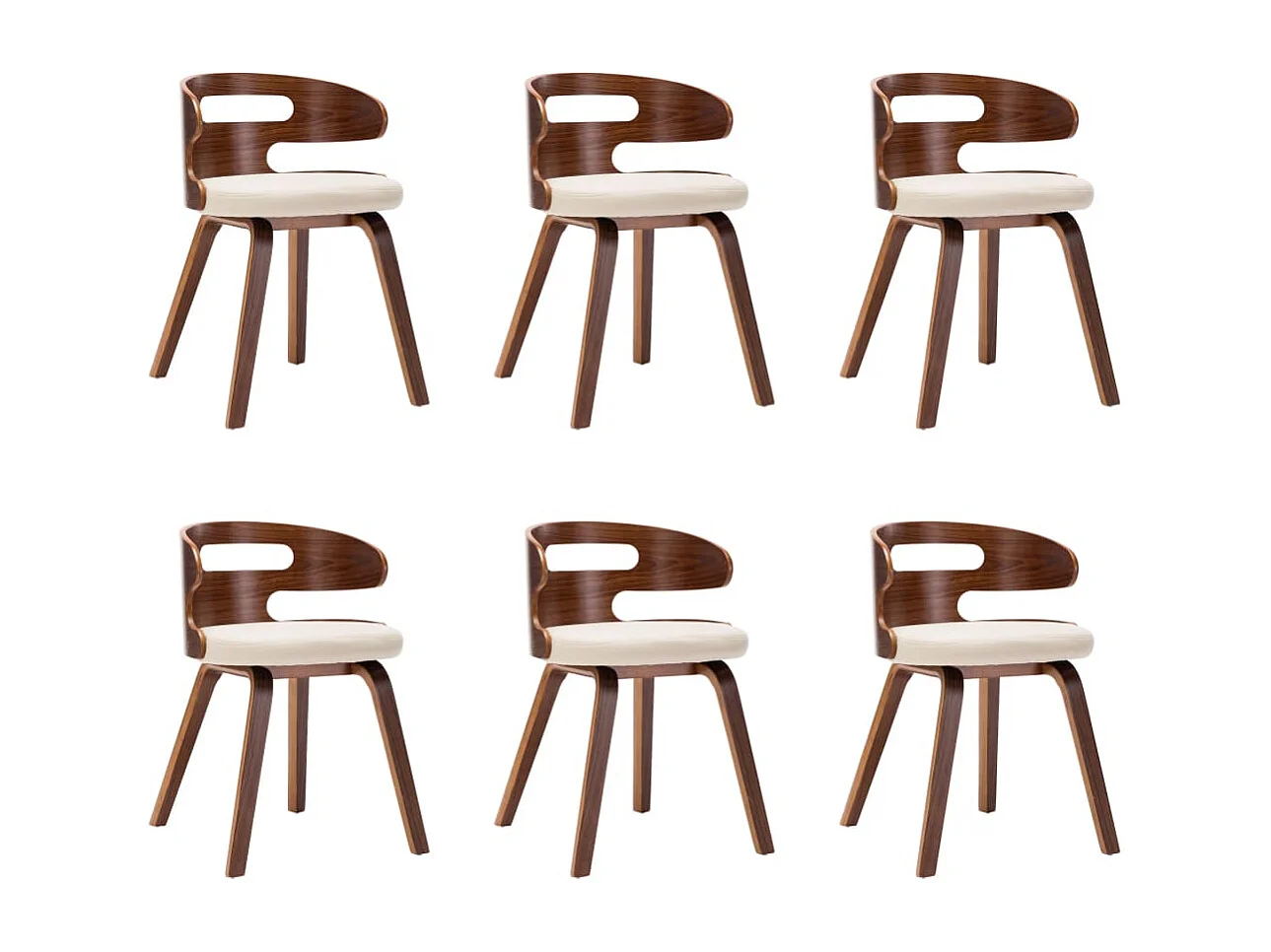 Chaises à manger lot de 6 crème bois courbé et similicuir