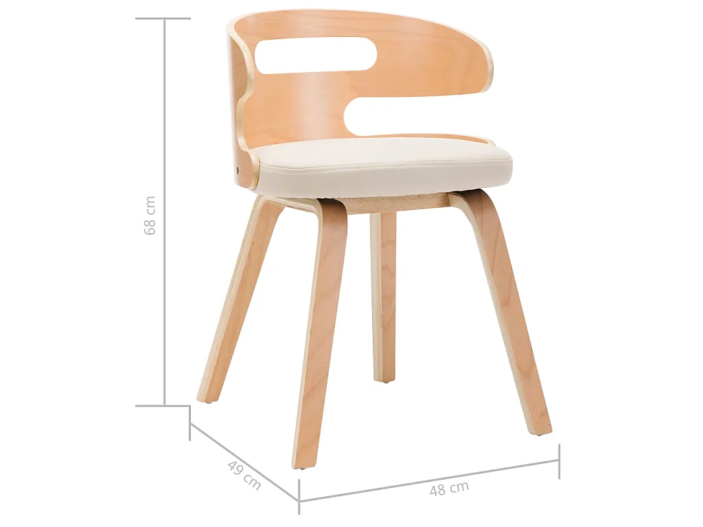 Chaises à manger lot de 6 crème bois courbé et similicuir