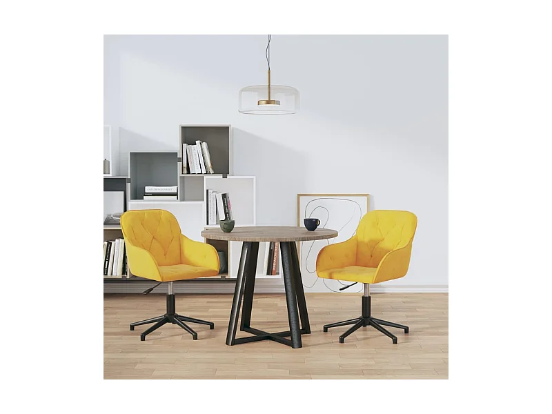 Esszimmerstühle 2 Stk. Drehbar Gelb Samt