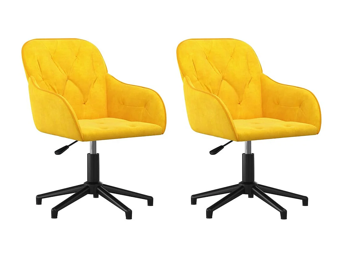 Chaises pivotantes à manger lot de 2 Jaune Velours