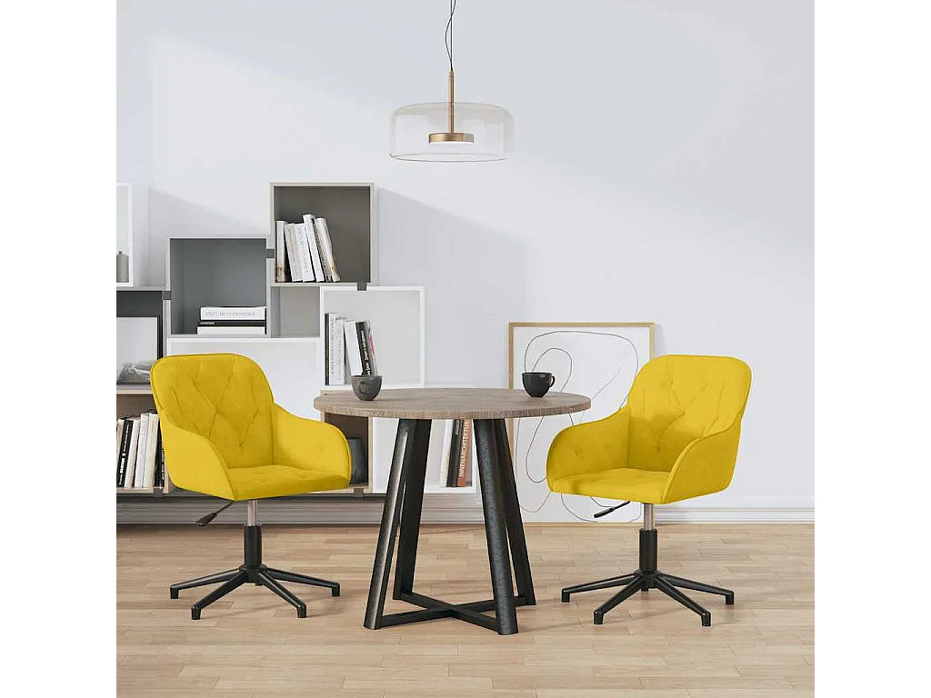 Eetkamerstoelen draaibaar 2 st fluweel geel