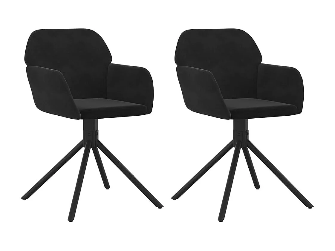Cadeiras de jantar giratórias 2 pcs veludo preto