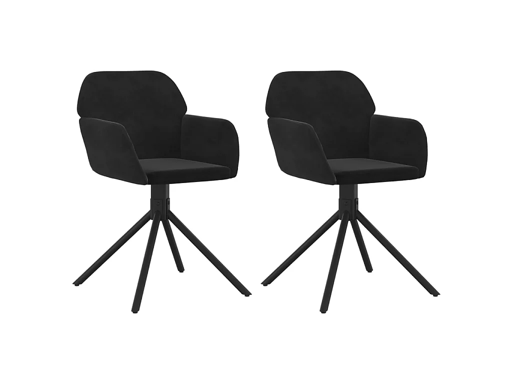 Chaises pivotantes à manger lot de 2 Noir Velours