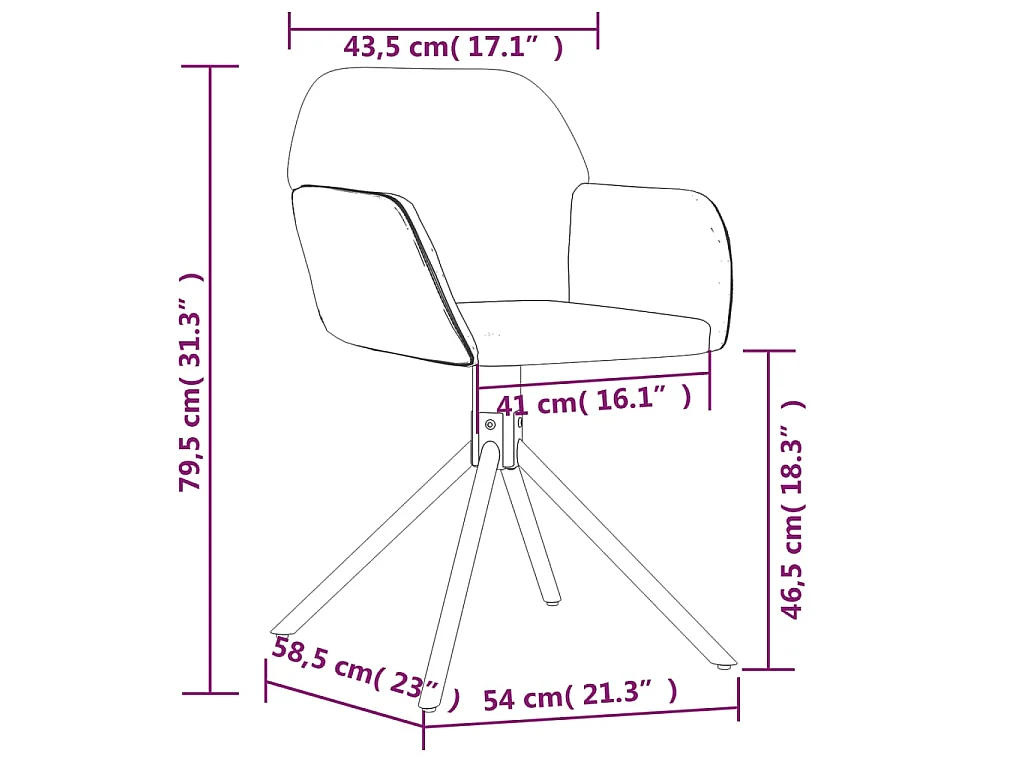 Chaises pivotantes à manger lot de 2 Noir Velours