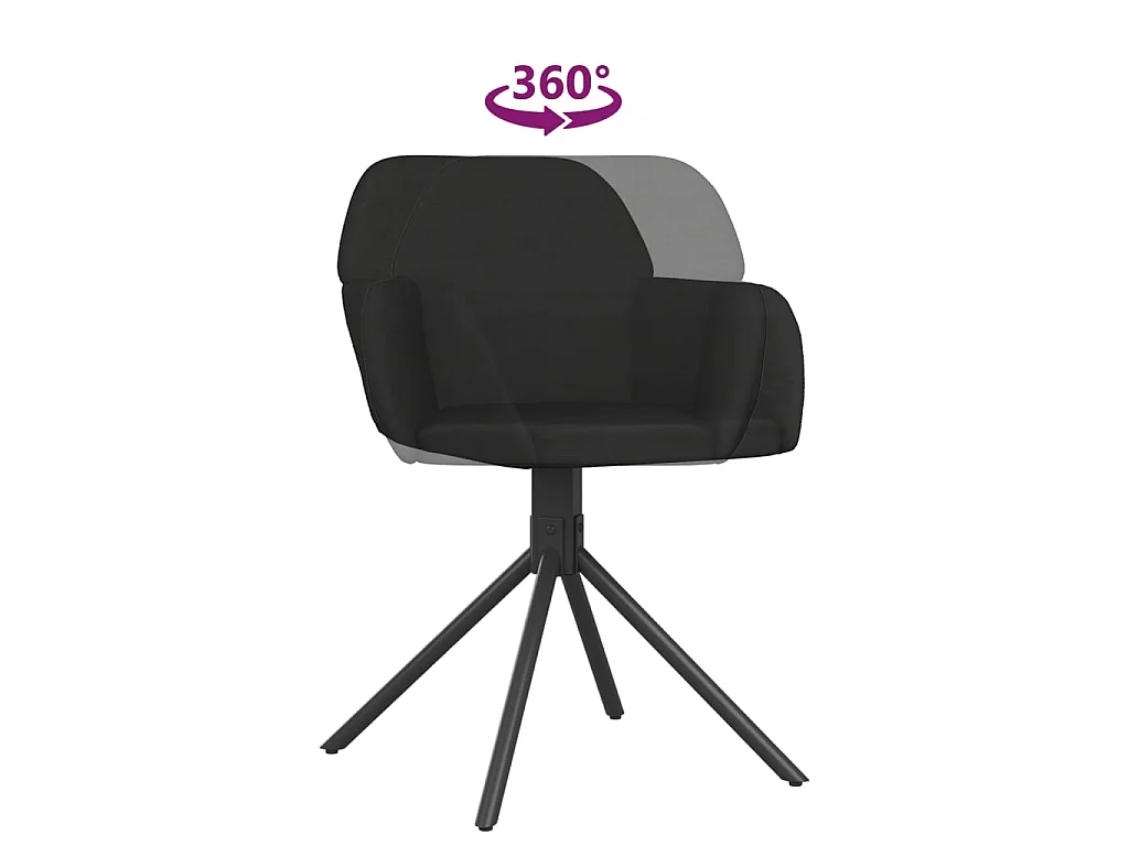 Chaises pivotantes à manger lot de 2 Noir Velours