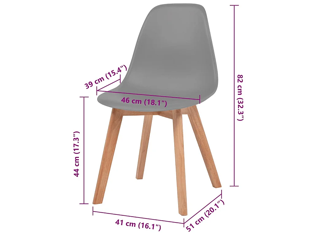 Esszimmerstühle 2 Stk. Grau Kunststoff