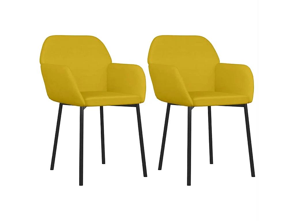 Chaises à manger lot de 2 Jaune Velours