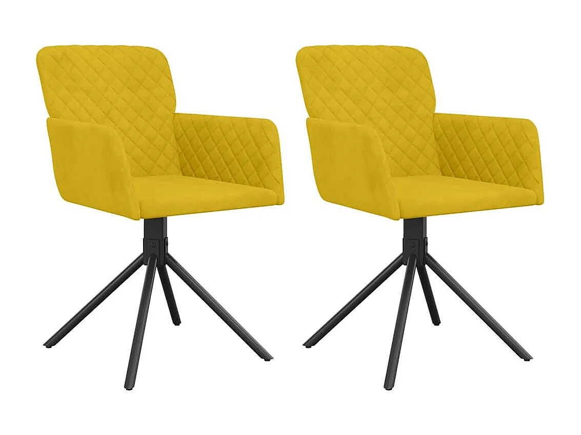 Chaises pivotantes à manger lot de 2 Jaune Velours
