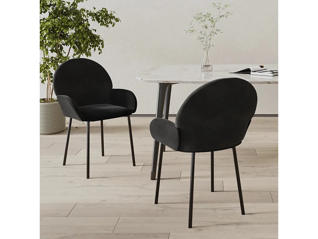 Esszimmerstühle 2 Stk. Schwarz Samt