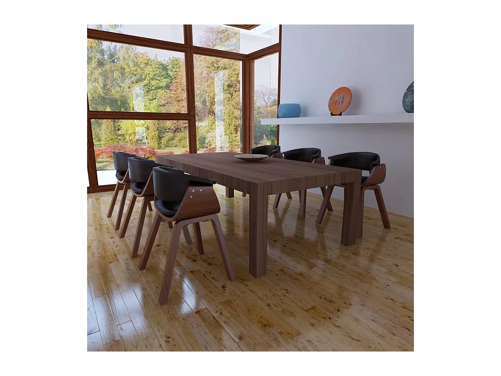 Chaises à manger lot de 6 bois courbé et similicuir