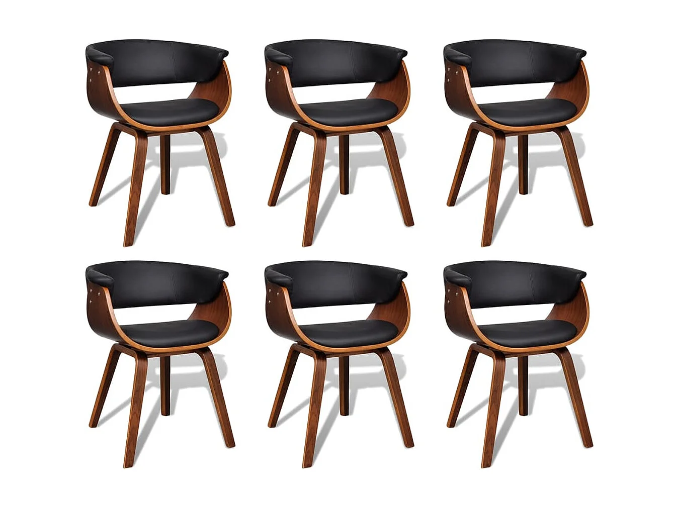 Cadeiras de jantar 6 pcs madeira curvada e couro artificial