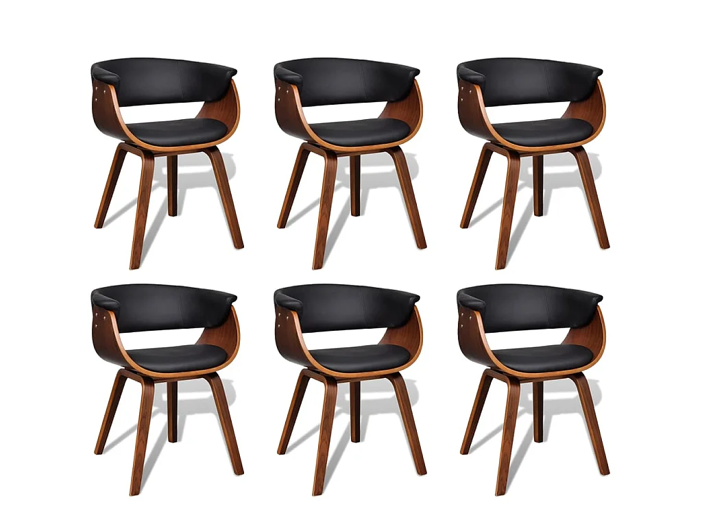 Sedie da Pranzo 6 pz in Legno Piegato e Similpelle