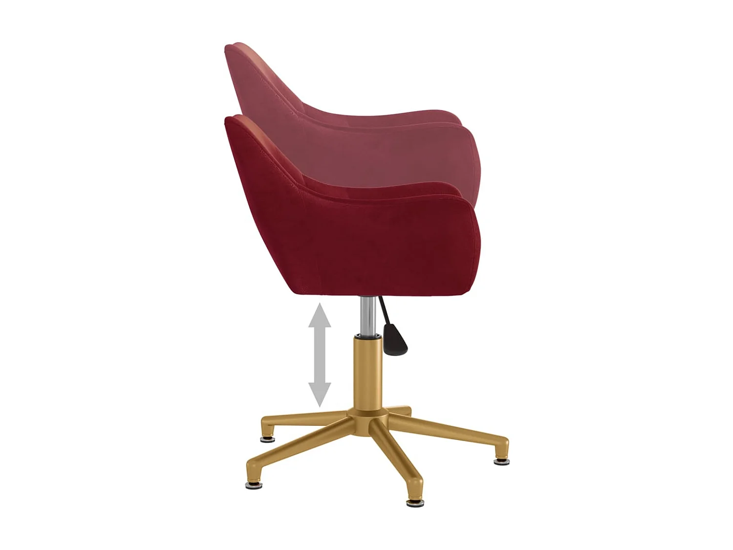 Sedia da Pranzo Girevole Rosso Vino in Velluto