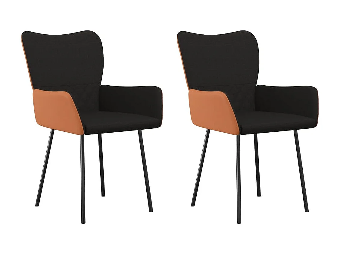 Chaises à manger lot de 2 noir tissu et similicuir