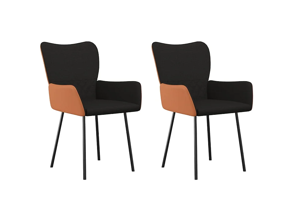 Esszimmerstühle 2 Stk. Schwarz Stoff und Kunstleder