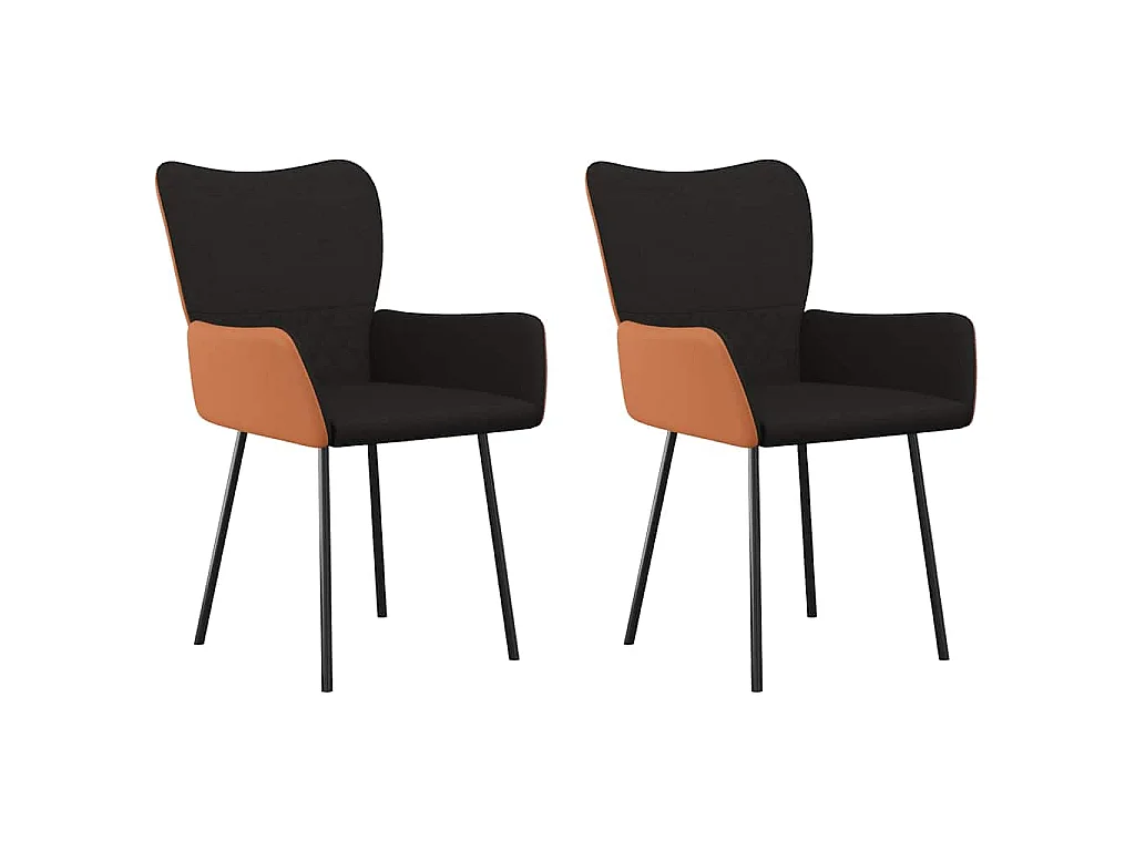 Esszimmerstühle 2 Stk. Schwarz Stoff und Kunstleder