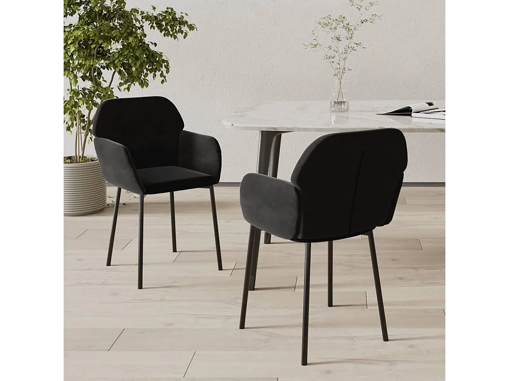 Chaises à manger lot de 2 Noir Velours